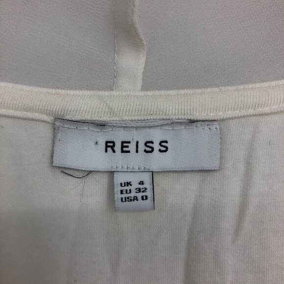 Reiss Ivory Tie twist Front Chiffon Layered 3/4 sleeve blouse size 0 - Picture 4 of 15
